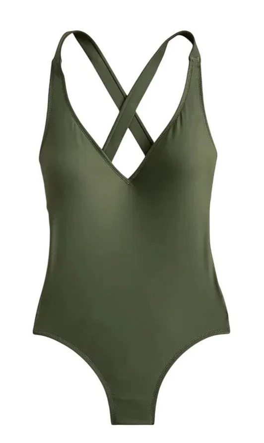 J Crew NEW One Piece Green Swimsuit Full Coverage Criss Cross Back Plus Size 24 - Image 1
