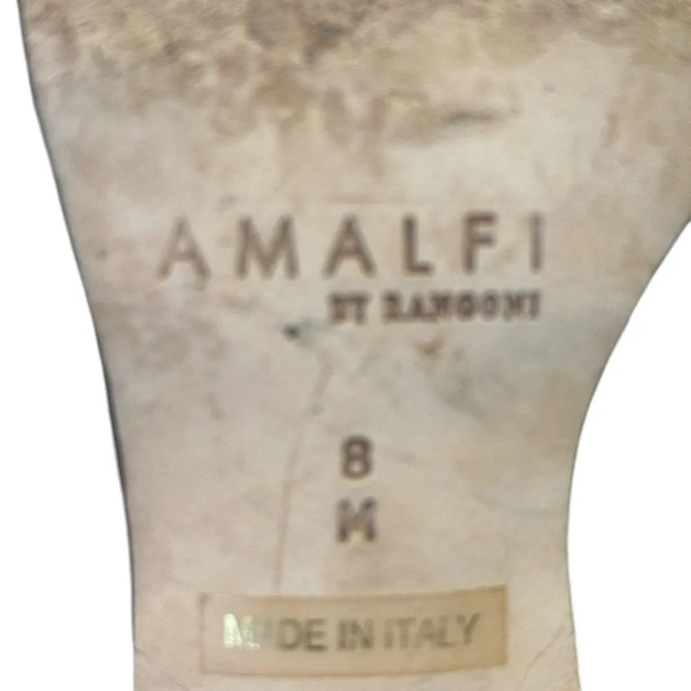 Amalfi Black Sling Black Heels with Cloth Uppers Made in Italy Sz 8 - Image 3