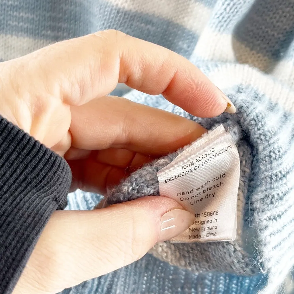 Mia & Tess Striped Crewneck Long Sleeve Embroidered Beach Sweater Blue XL - Image 5