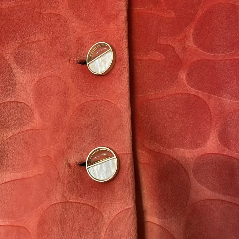 ALEXIS Pennie Velour Romper in Coral Orange Button-Up Romper Size Small - Image 5