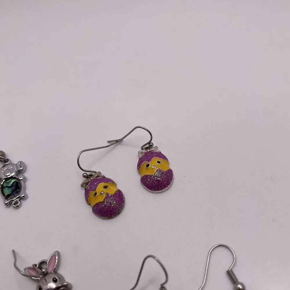 Lot Of 4 Costume Earrings Pierced Dangle / Drop Easter Egg, Rabbit, Pug, Koala - Image 2