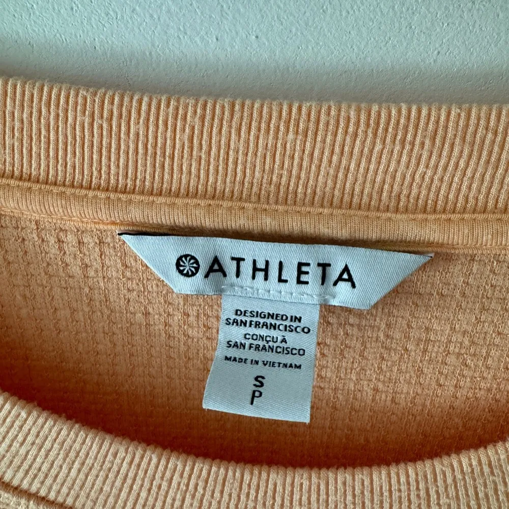 Athleta Coaster Luxe Waffle Bright Peach Pullover Sweatshirt - Image 7