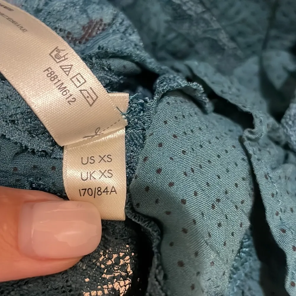 Free People Intimately Green Black Polka Dot Swing Lace Detail Sleeveless Tunic - Image 8