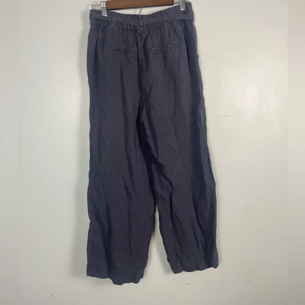 Calypso St. Barth Gray linen blend belted crop pants size medium - Image 4