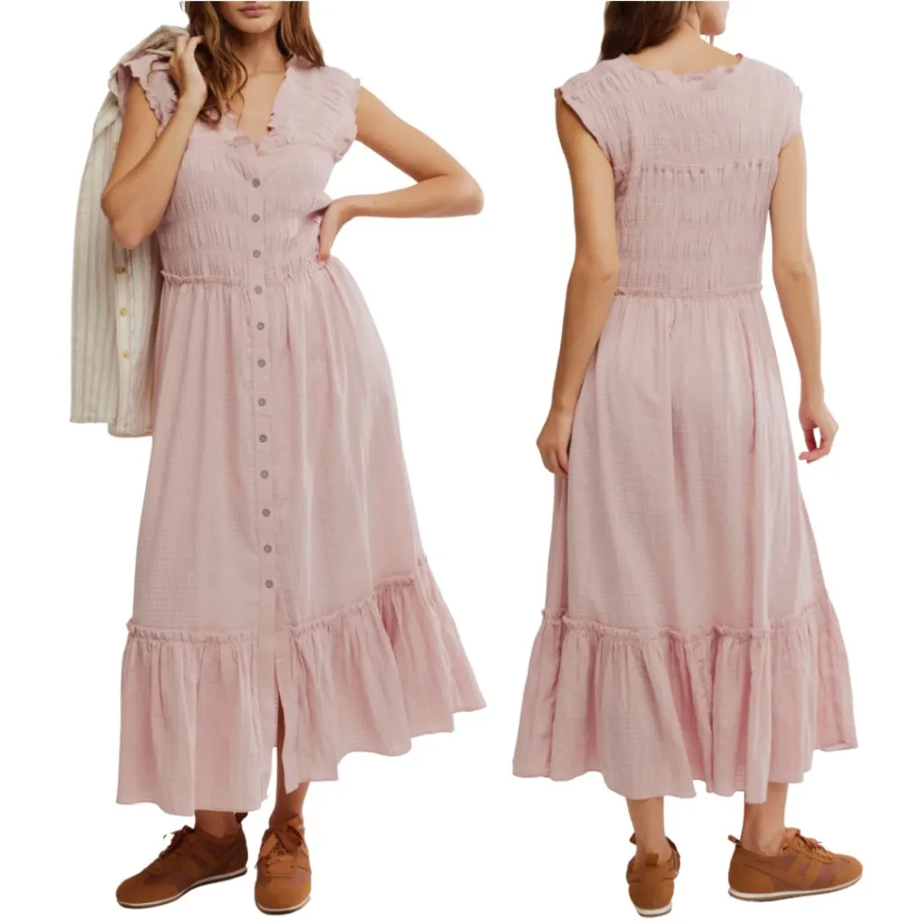 Free People Desert Dazed Midi Dress Women's Large Pale Mauve Boho Sleeveless NWT - Image 2