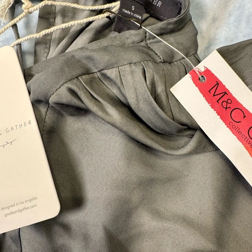 Grade‎ & Gather NWT Green-Grey Maxi Dress Balloon Sleeve Asym Hem Size S - Image 6