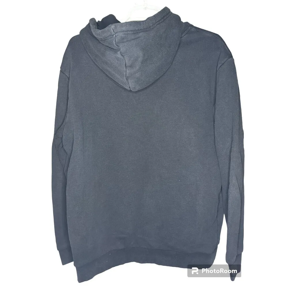 Adidas Embroidered Logo Black Hooded Drawstring Hoodie Long Sleeves Logo Size L - Image 2