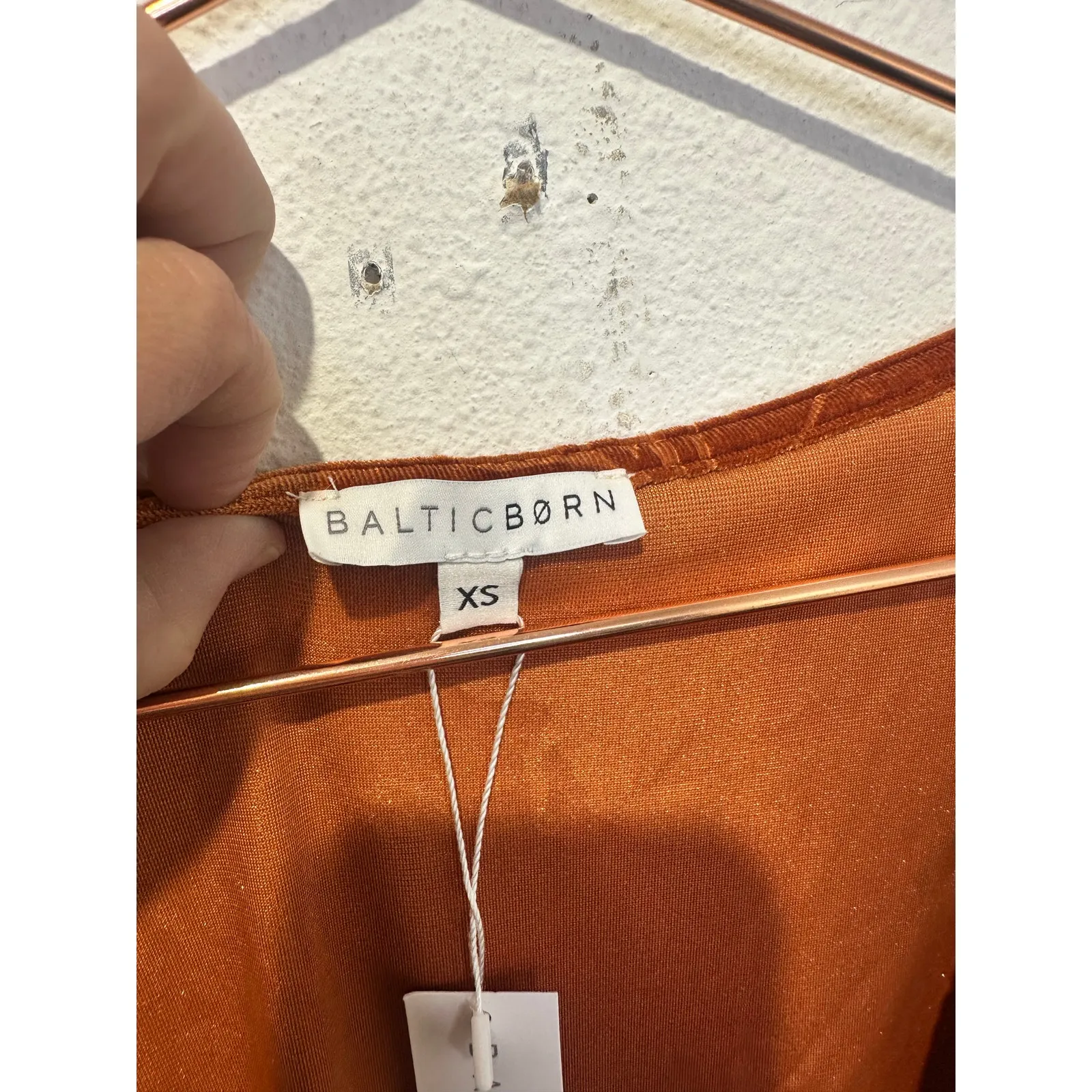 BALTIC BORN Dark Orange Brown Danielle Embossed Floral Velvet Wrap Dress sz XS - Image 8