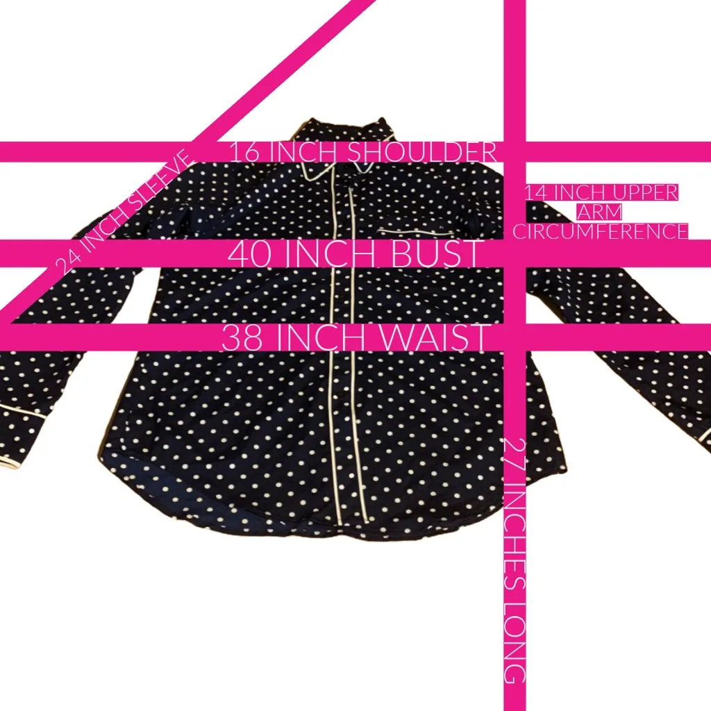 LAUREN RALPH LAUREN NAVY BLUE W/WHITE POLKA DOTS BUTTON DOWN SHIRT (M) - Image 13