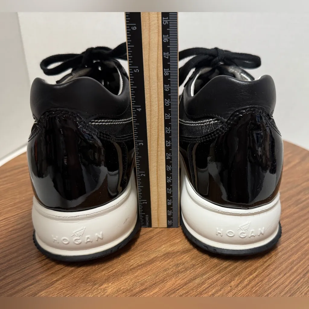 Hogan Women’s Perforated Black & White Metallic Leather Sneakers Size 8 - Image 4