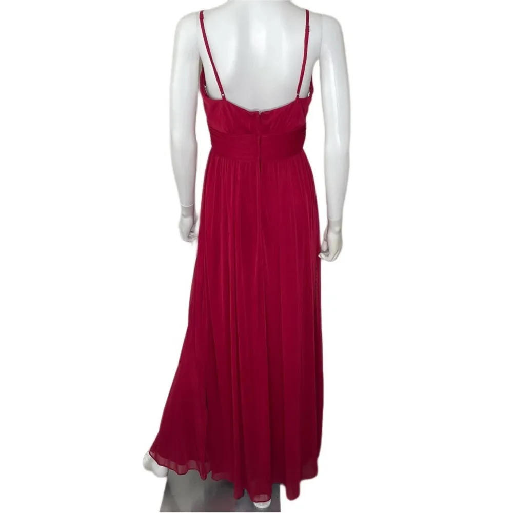 Celebrate DB Studio Women's Apple Spaghetti Strap Ruched Waist Mesh Dress sz 10 - Image 5