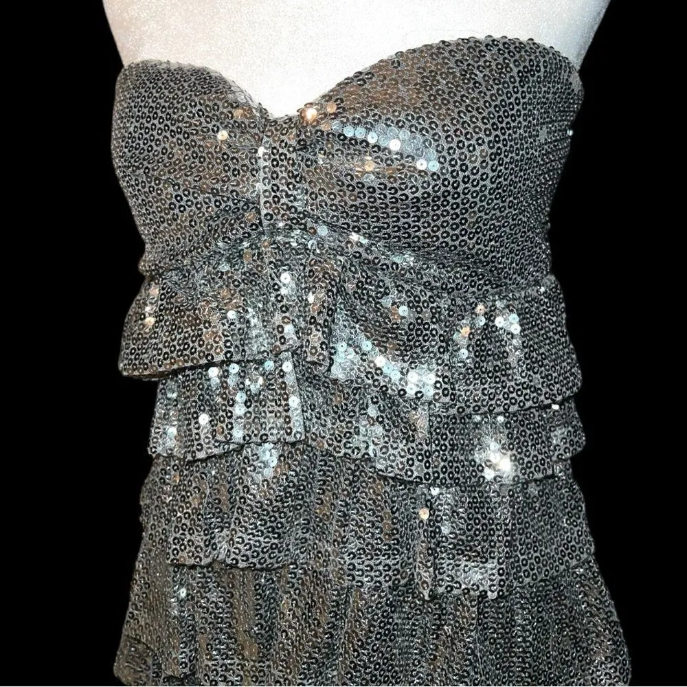 Rue 21 absolutely gorgeous silver sequined ruffle layered party dress! Nwt! - Image 5