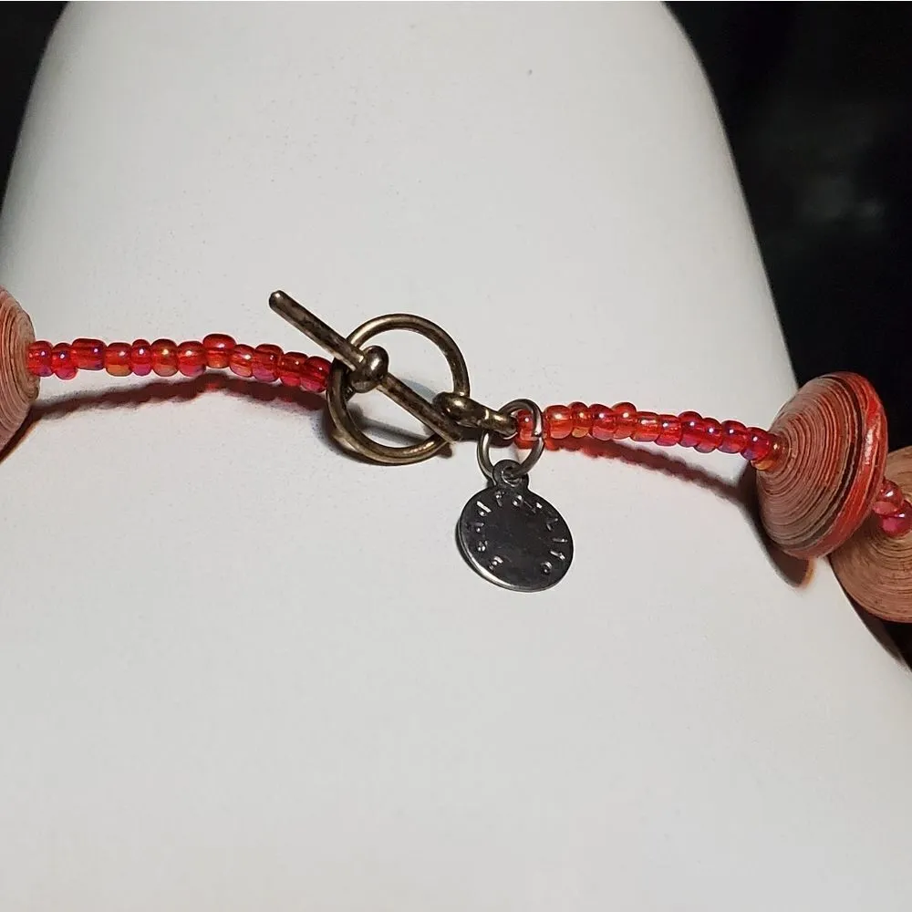 Bead For Life Red Rolled Paper Necklace Red - Image 4