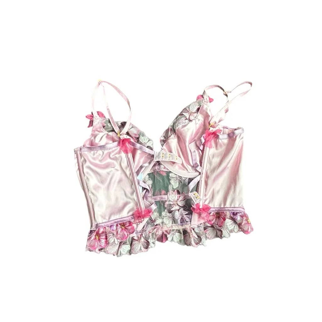 For Love And Lemons Lilac Purple Falling Bustier Floral Lace Bra Set - Image 11