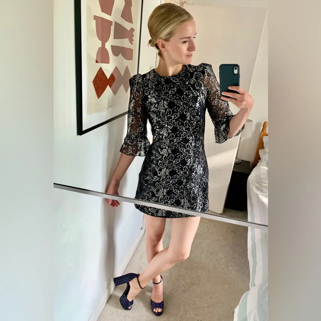 THE VAMPIRE'S WIFE x H&M Silver Lace Dress size XL Black - Image 7