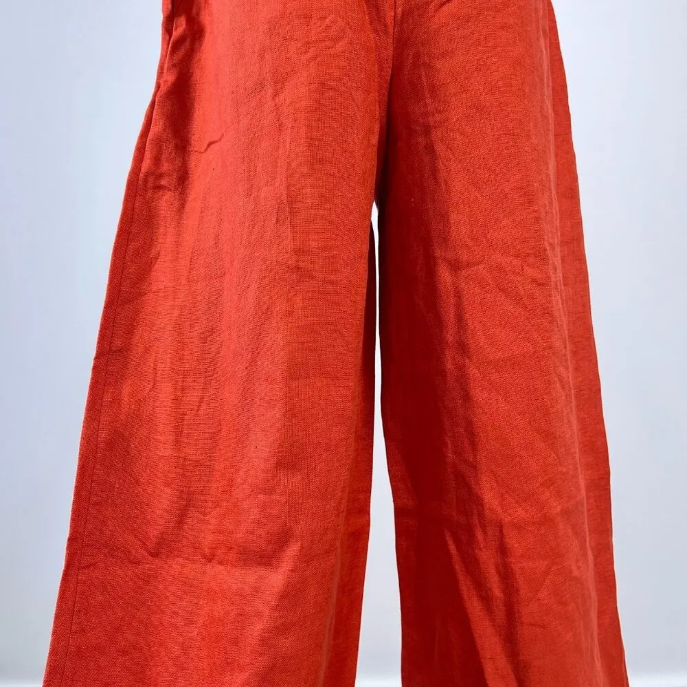 NWT Farm Rio Red 3D Petals Bodice Euroflax Premium Linen Jumpsuit Wide-Leg XL - Image 11