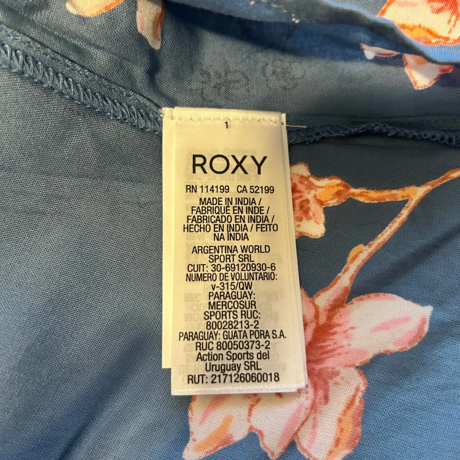 ROXY NWT Shoulder Shimmy Size M Blue Floral Print Lightweigh Dress - Image 6