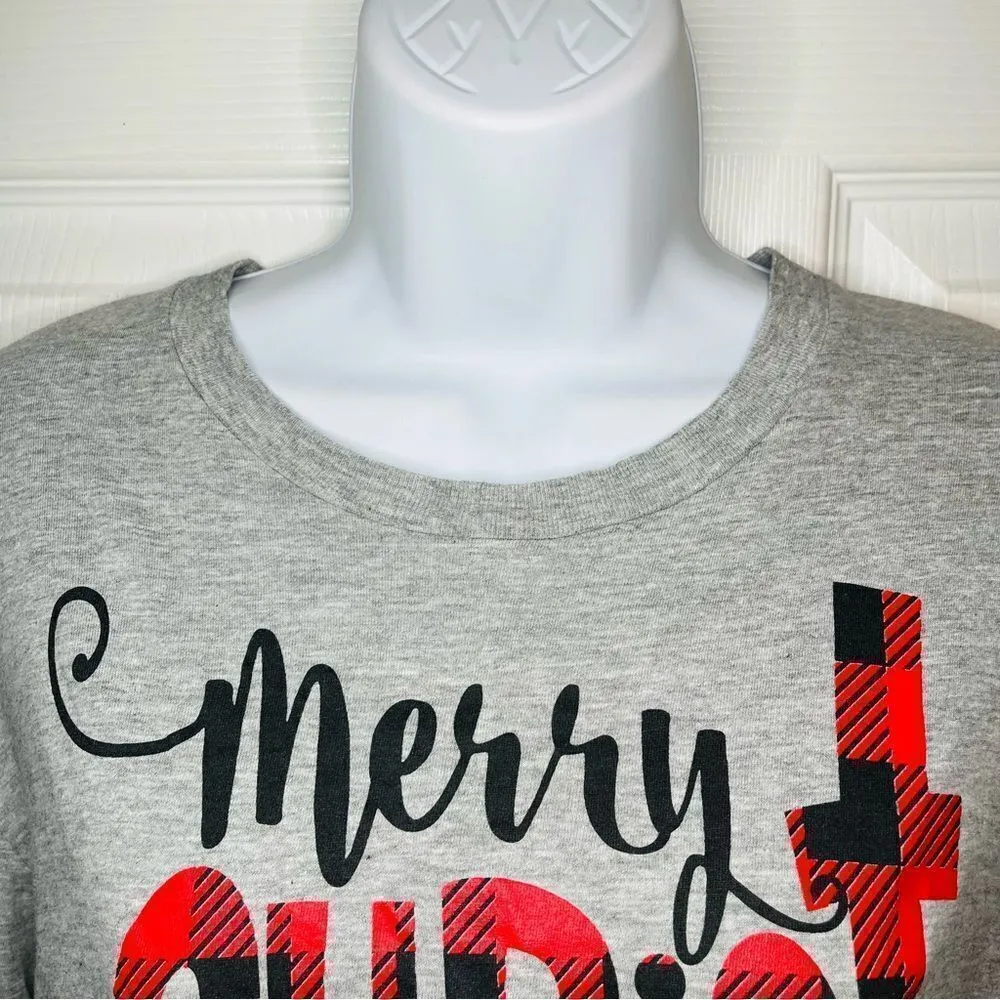 Love in Faith Merry Christmas Truck Long Sleeve Tshirt Marled Grey Red S Gray - Image 4