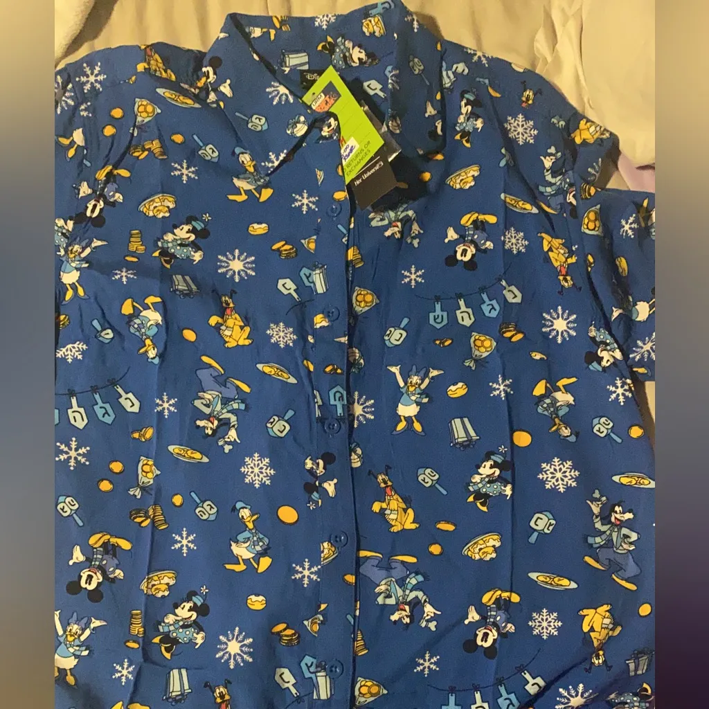 Disney Holiday Hanukkah Girls Woven Button-Up - Image 4