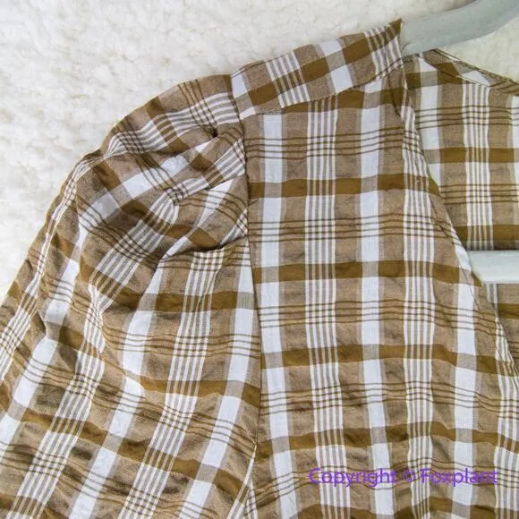 New! Madewell Westover Top in‎ Sandown Plaid weathered olive, size 6 - Image 8