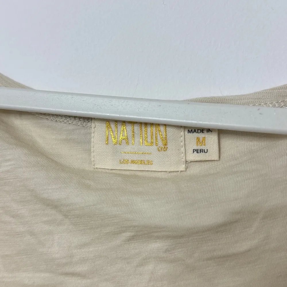 NEW Nation LTD 100% Pima Cotton Long Sleeve Top Size Medium Pearl Ivory Harlow - Image 3