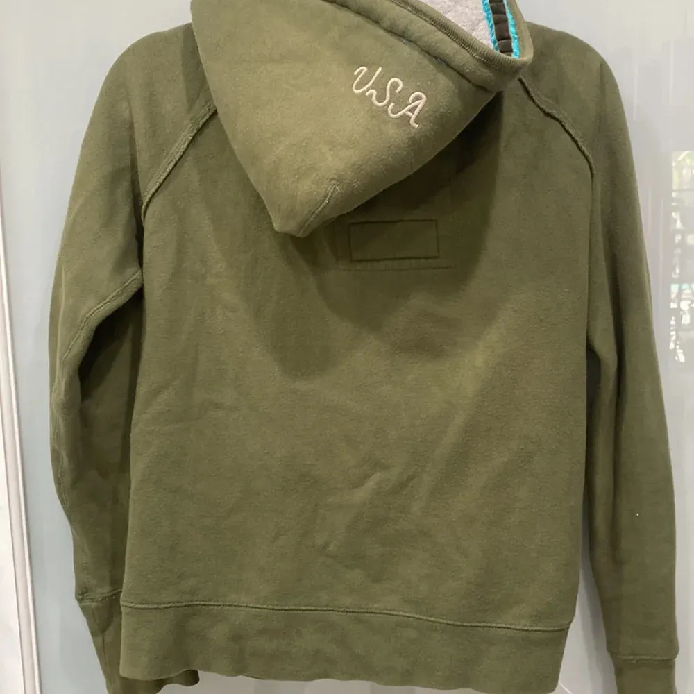 Main Street USA Juniors Green Hoodie Zip Up Jacket Cocoa Sz Large - Image 4