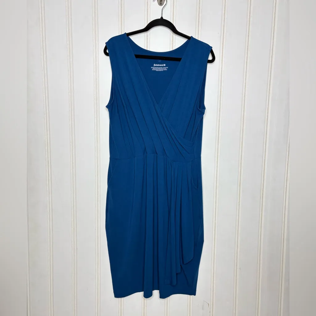 Betabrand Blue Draped Midi Dress 814 - Image 10