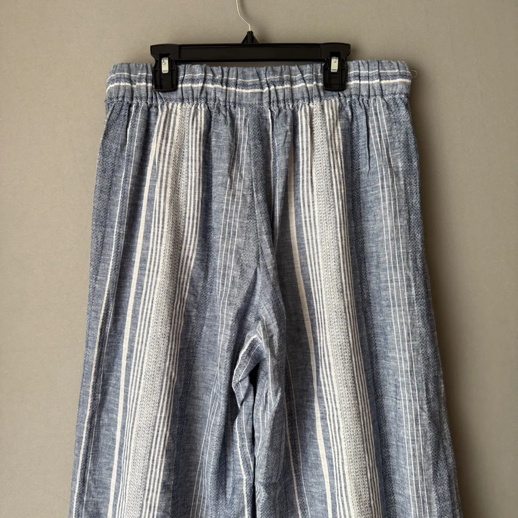 Express sz S blue white striped linen wide leg pants NWT‎ - Image 7