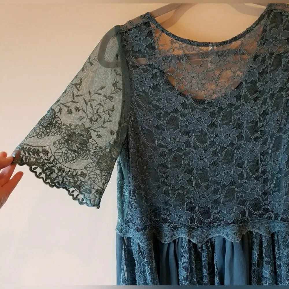 Free People Lace Embroidered Peplum Blouse - Image 5