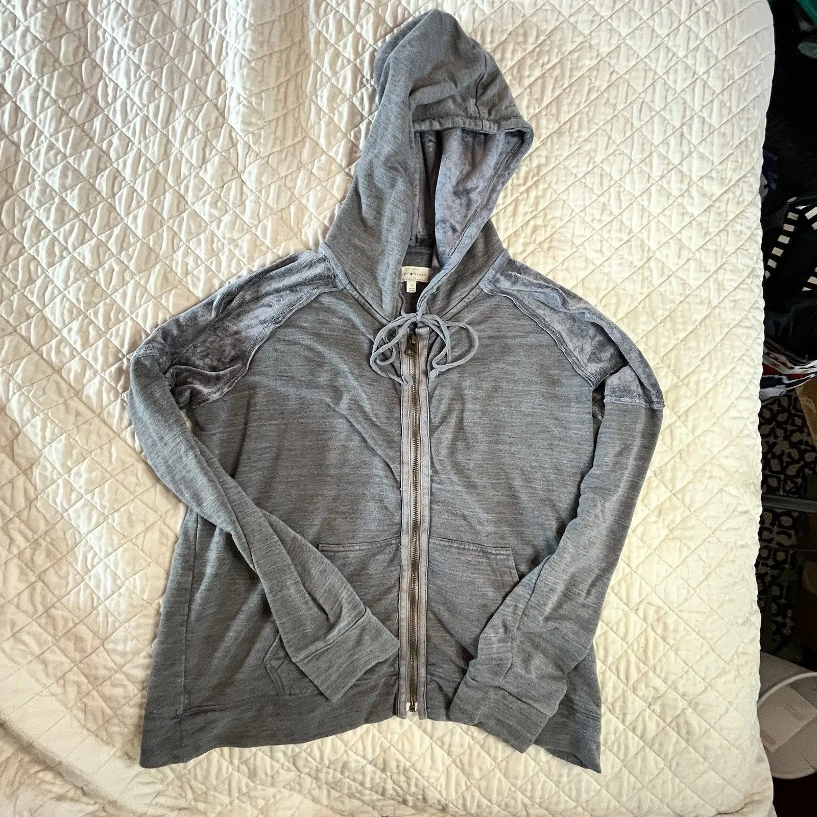 Y2K Lucky Brand Sweatsuit Open Back Terry Velvet Soft Gray Size Small Cuffed - Image 2