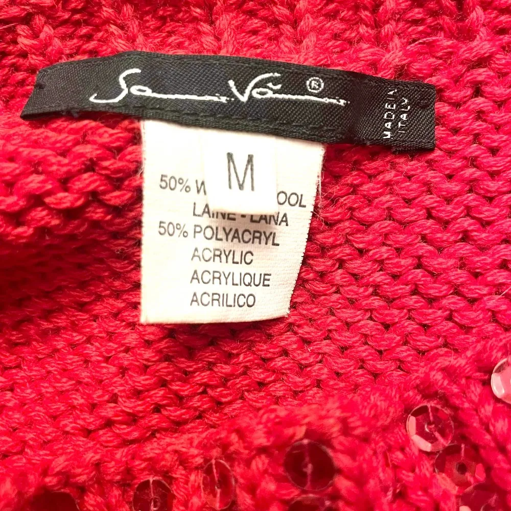 00s Vintage Red Knit Sequin Neck Cowl - Image 3