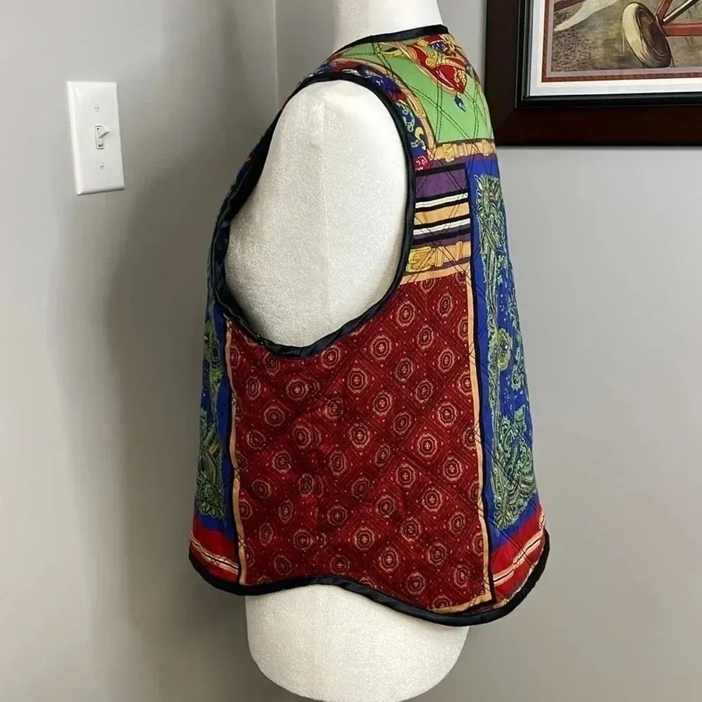 Vintage Susan Bristol 2001 Satin Quilted Equestrian Style Vest Size Medium - Image 4