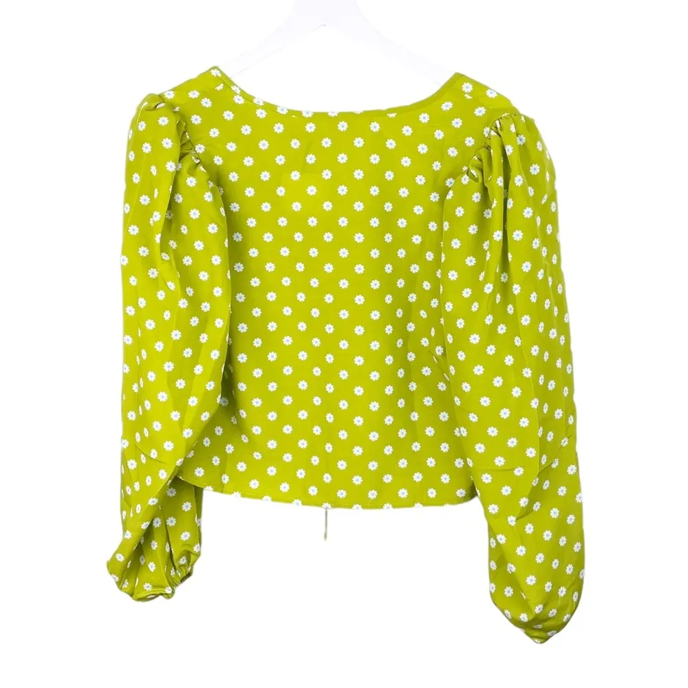 NEW Levi's Embry Tie Front Shirt Green Floral Puff Balloon Sleeve Blouse Size XS - Image 6