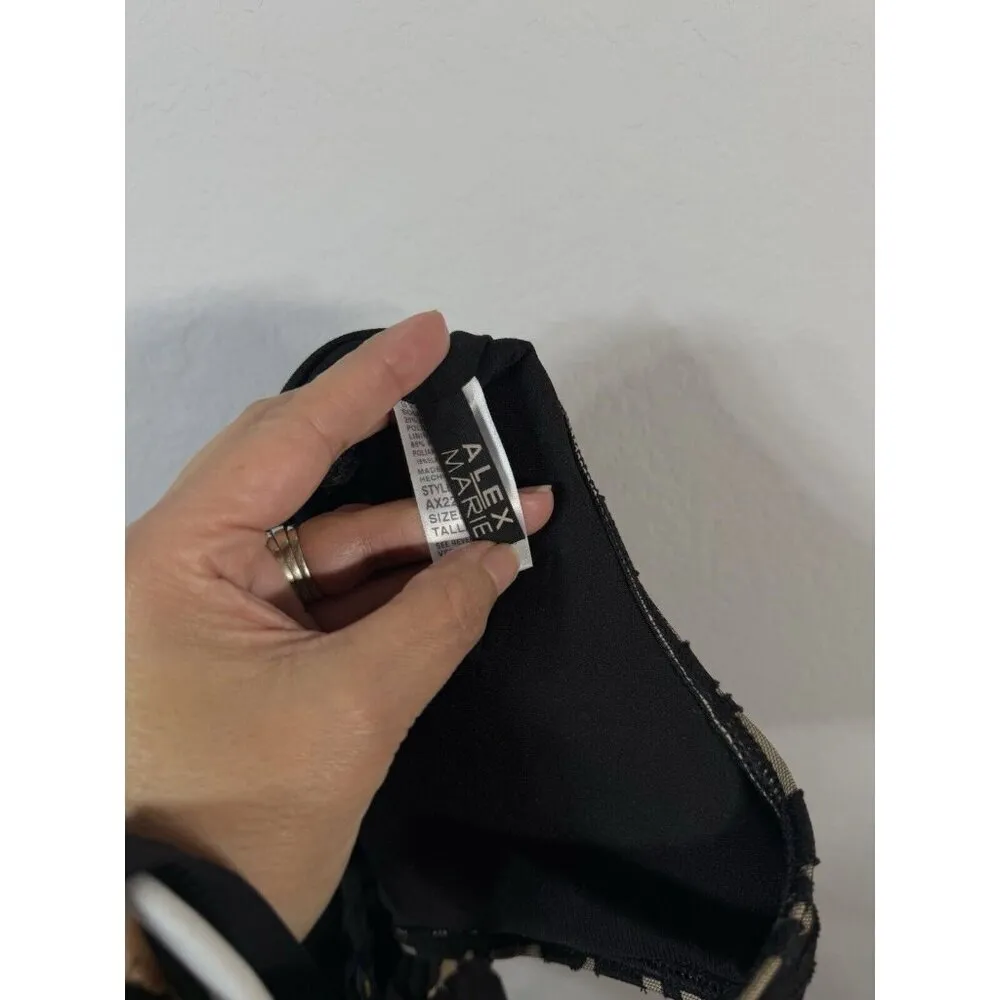 Alex Marie Mysterious Burnout One Piece Swim Suit Beige Black Paisley Women’s 16 - Image 13