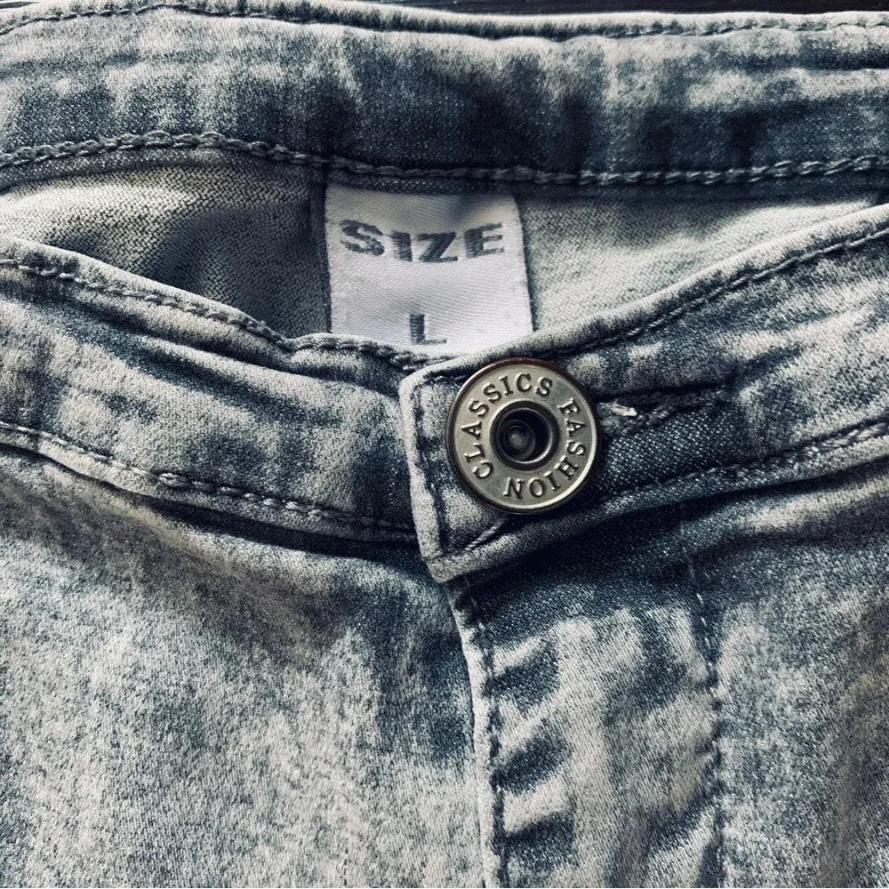 Classic Fashion Vintage 80s Grey Acid Washed High Rise Jeggings/Leggings Size L - Image 5