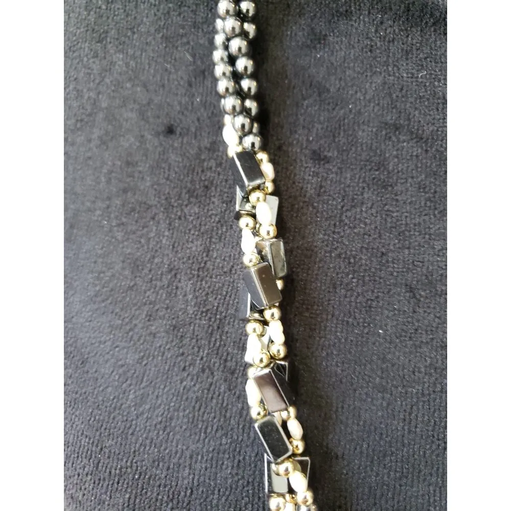 Womens Fashion Metalic Silver Ball Beaded Square Tube Twisted Necklace Jewelry - Image 5