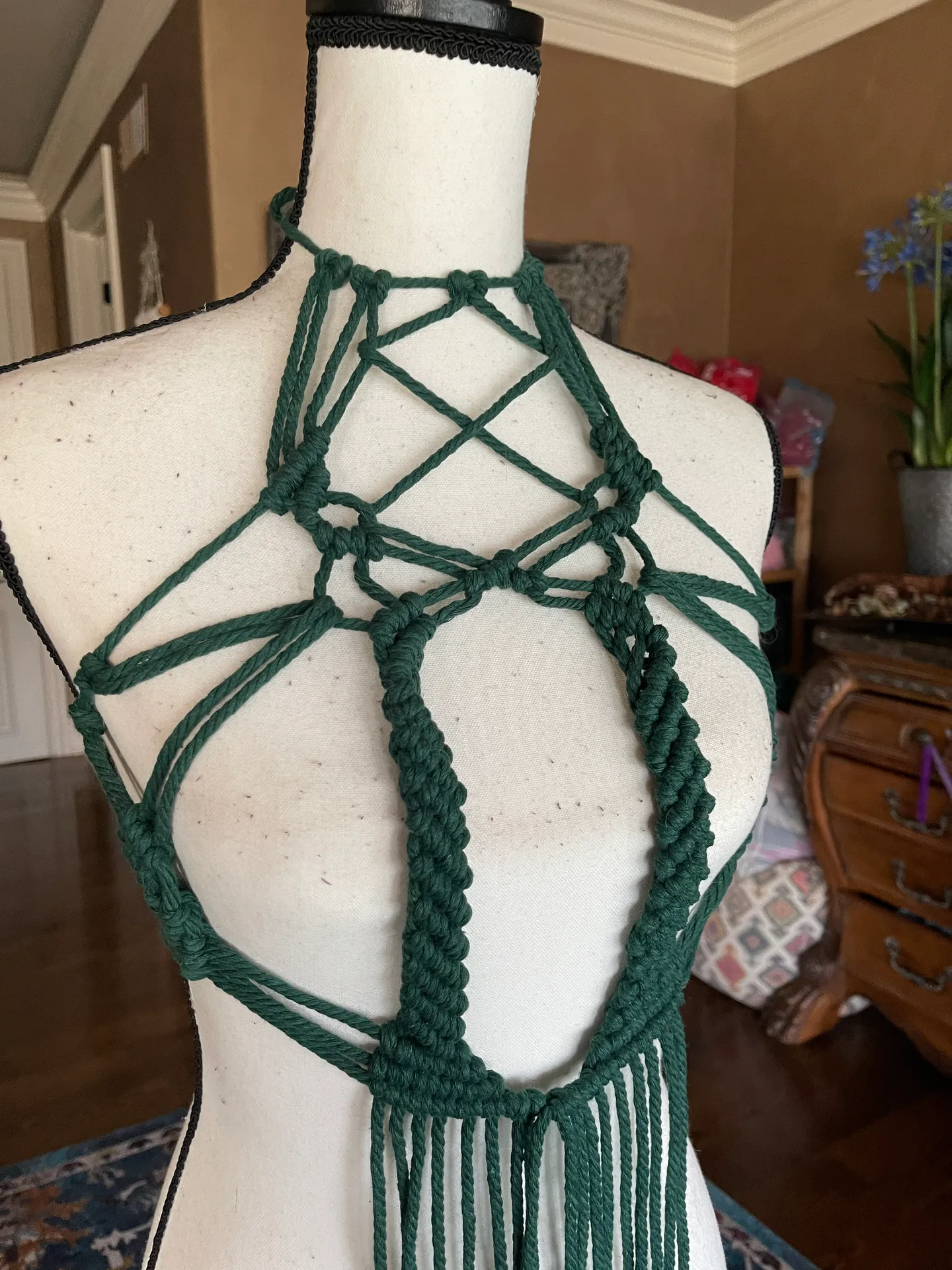 Macrame Crop Top Festival Wear Green - Image 8