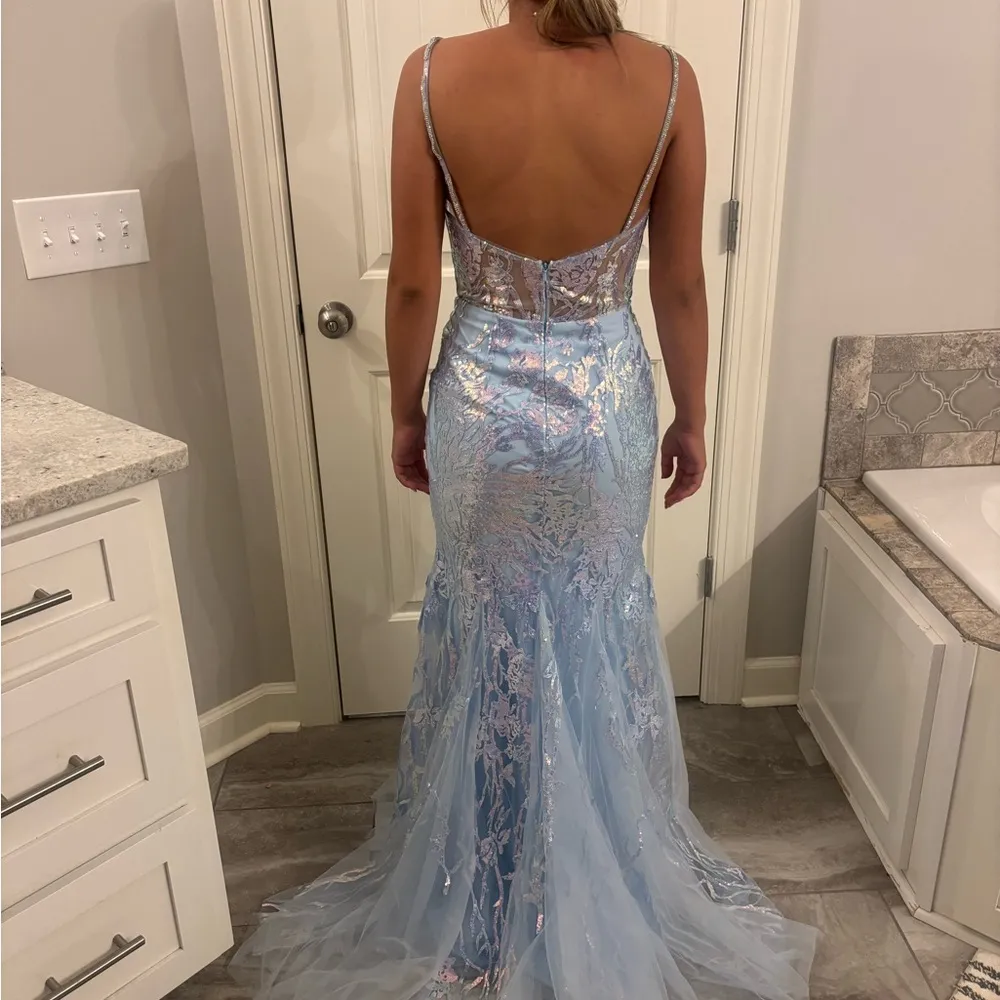 House of Wu Tiffany Designs prom pageant formal party dress sky blue  size 4 NWT - Image 5