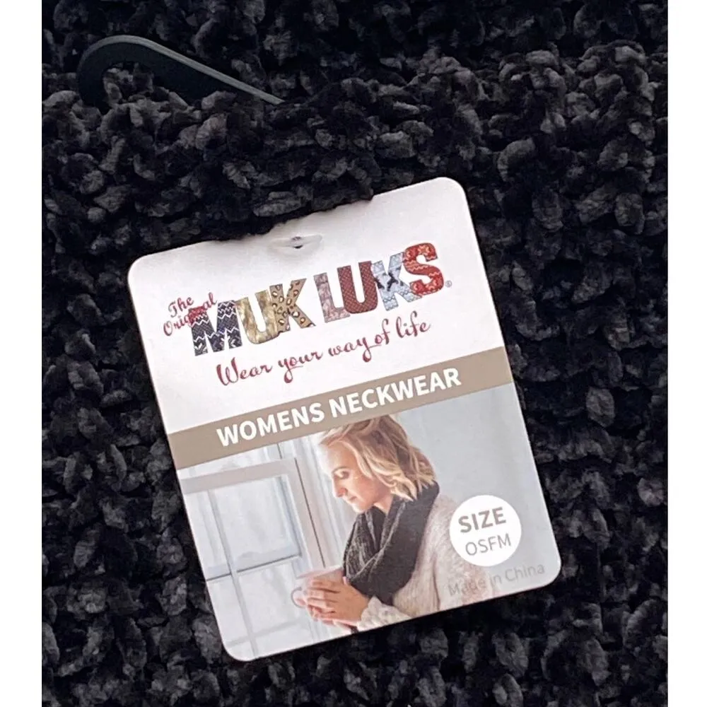 NWT ~ MUK LUKS Black Chenille Winter Infinity Scarf ~ Women's Neckwear OSFM - Image 2