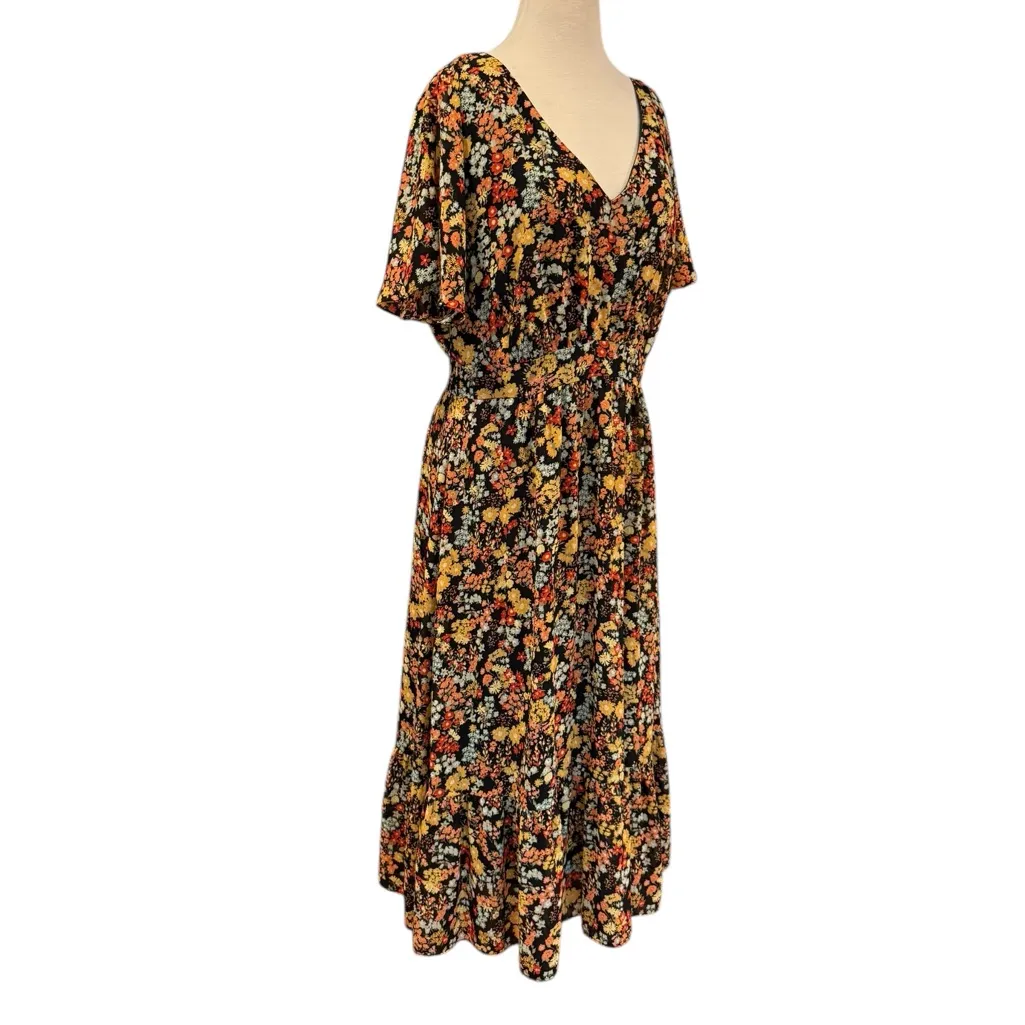 Madewell Flower Garden Dolman-Sleeve Ruffle Hem Midi Dress Size 10 - Image 4
