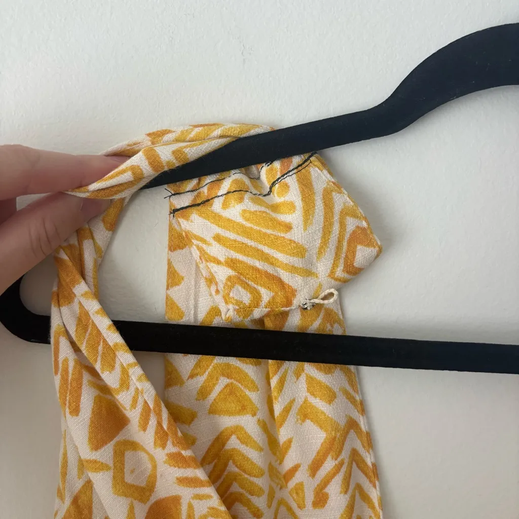 Free People Hot House Yellow Blue Tropical Midi Dress Boho Hippie Flowy Deep V - Image 8