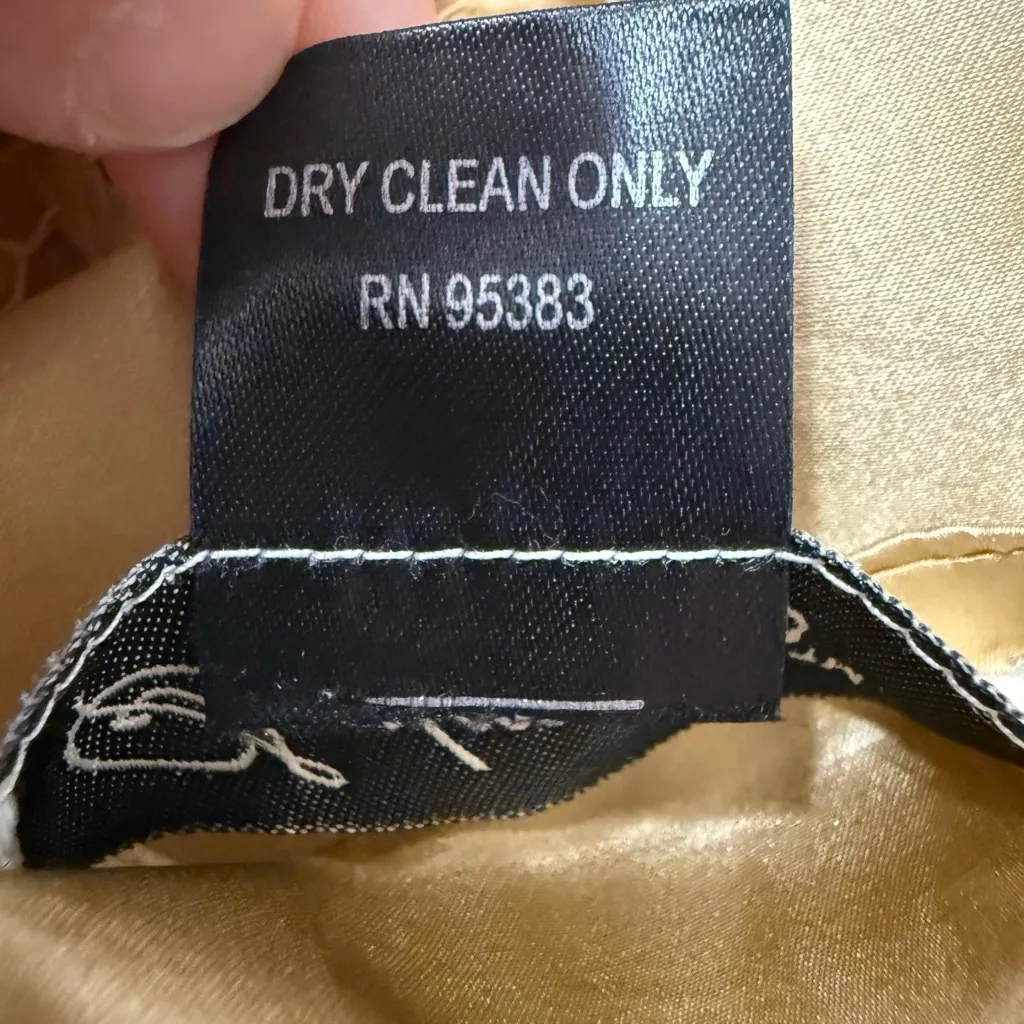 Soulmates 100% Silk Lace Overlay Tank Top Large Gold Sleeveless Evening Blouse - Image 8