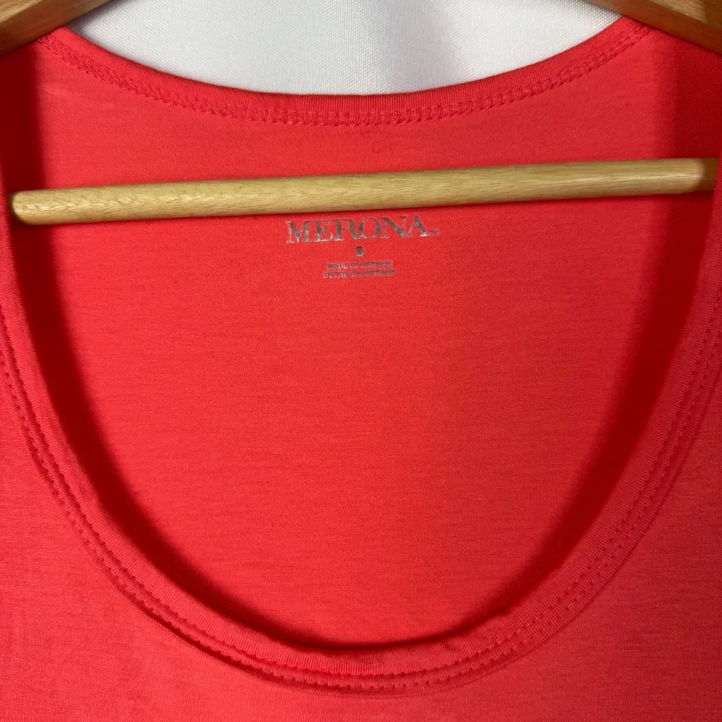 Merona Coral Orange Scoop Neck Short Sleeve T-Shirt S - Image 4