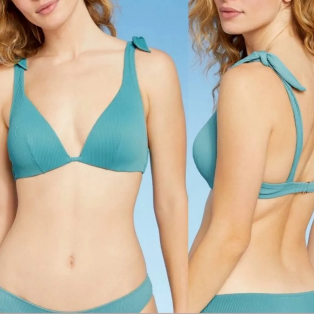 Shade & Shore Ribbed Teal Bikini Set Size 36C and Medium - Image 2