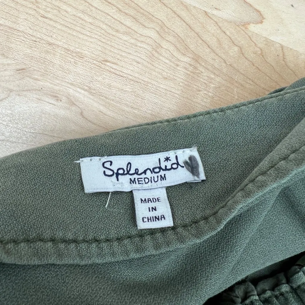 Splendid Button-Front Jumpsuit Olive Green Size Medium - Image 10