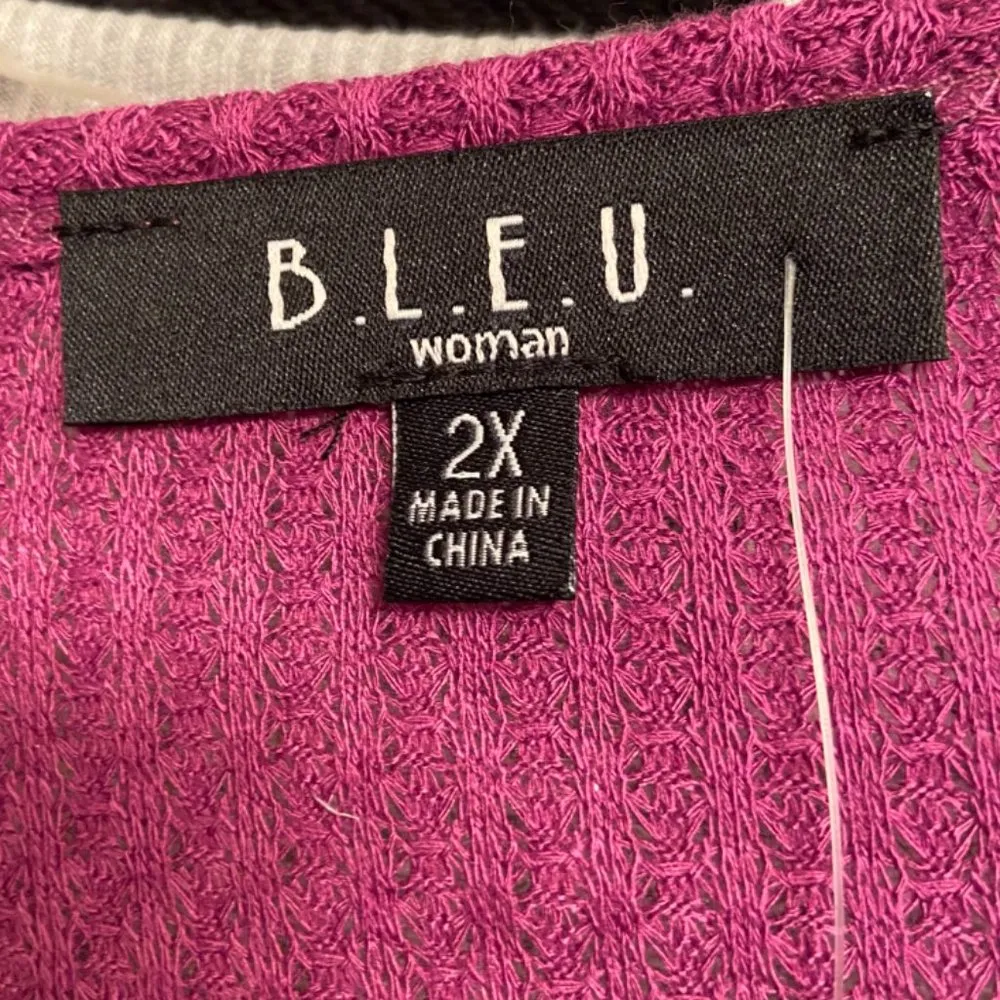 NWT Dressbarn B.L.E.U. Purple Thermal Long Sleeve Blouse - Image 3