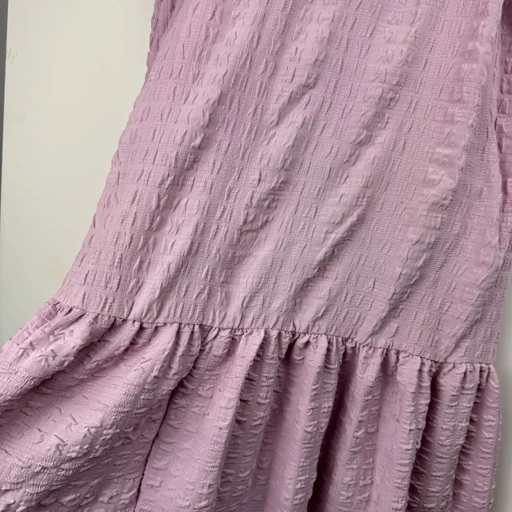 Lulu’s Sunny Love Seersucker Puff Sleeve Button Front Midi Dress Sz XL Lilac - Image 15