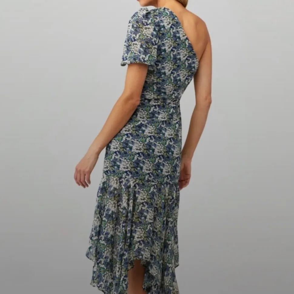 ASTR The Label SANTORINI DRESS Blue Green Yellow MIDI White Small - Image 2