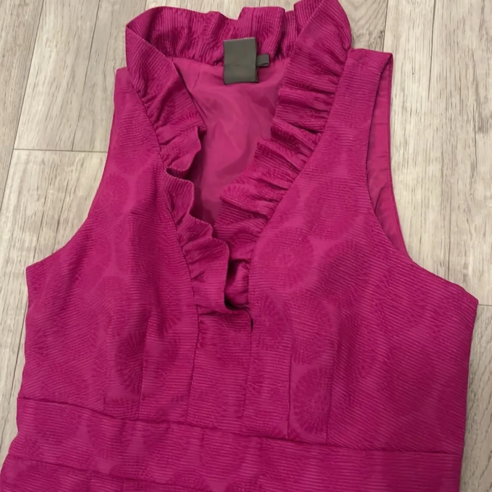 Taylor floral embroidery print ruffle fuschia dress 8 Purple - Image 3