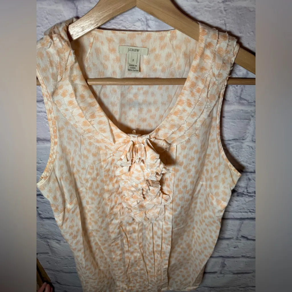 JCREW Tuxedo Front Cheetah Pink/peach color Cotton‎ Tank Womens size 2 - Image 5